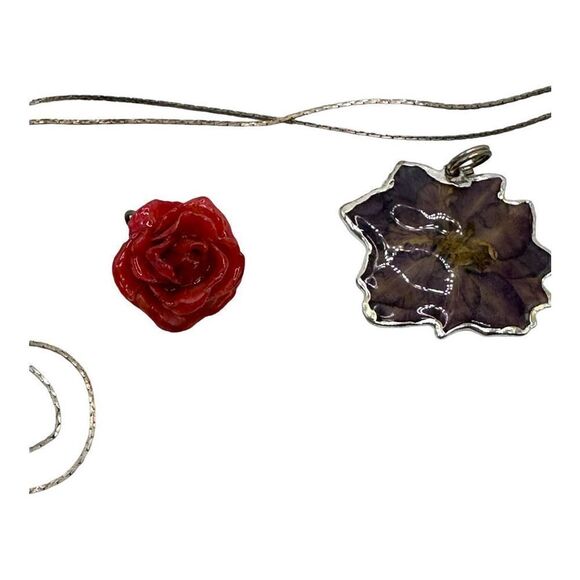 Real Flower pendant necklace rose & gardenia - Picture 1 of 8